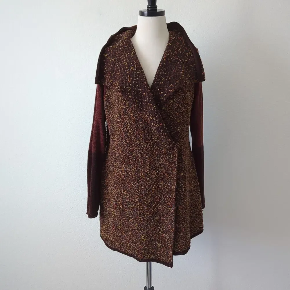 Soft Surroundings Womens Sweater Brown Longline Size Medium Top Neutral Cardigan